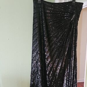 A.L.C. Black Sequin Maxi Pencil Skirt